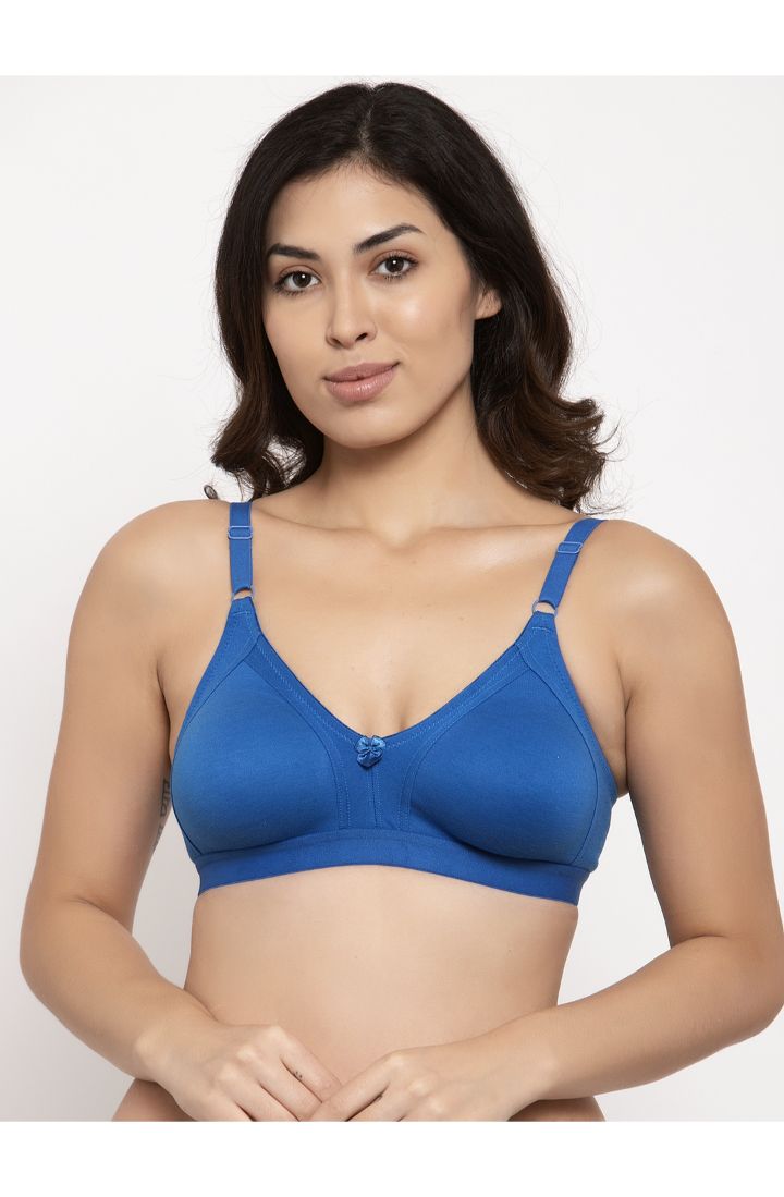 Buy Prag & Co Royle Blue Solid Non-Wired Non-Padded Full Coverage Everyday  Bra at